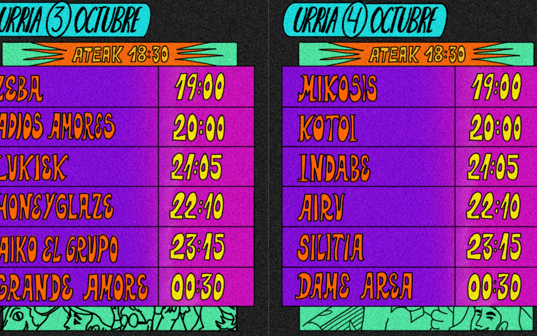 BOLO-BOLO WEEKEND: ORDUTEGIAK / HORARIOS